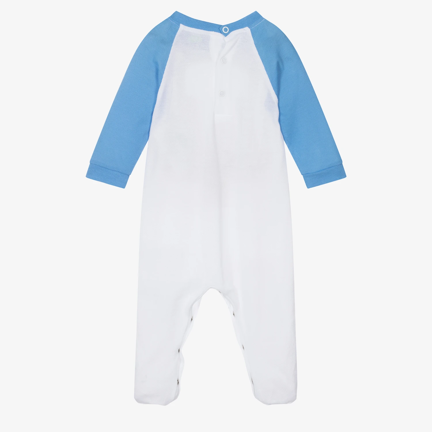 FS Baby Boys White & Blue Cotton Babygrow 2 FS Baby Boys White & Blue Cotton Babygrow - Image 2