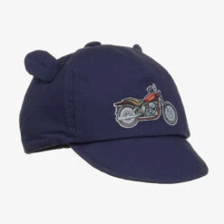 Giamo Baby Boys Blue Cotton Motorcycle Cap