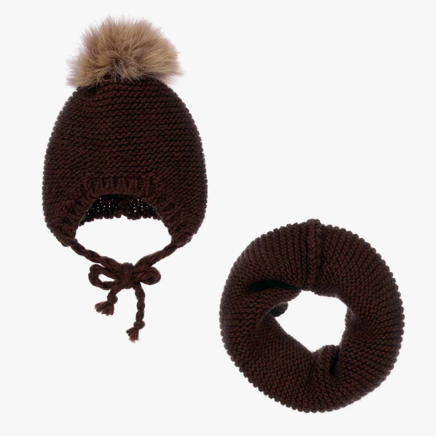 Gorros Navarro Brown Knitted Hat & Snood Set 1 Gorros Navarro Brown Knitted Hat & Snood Set