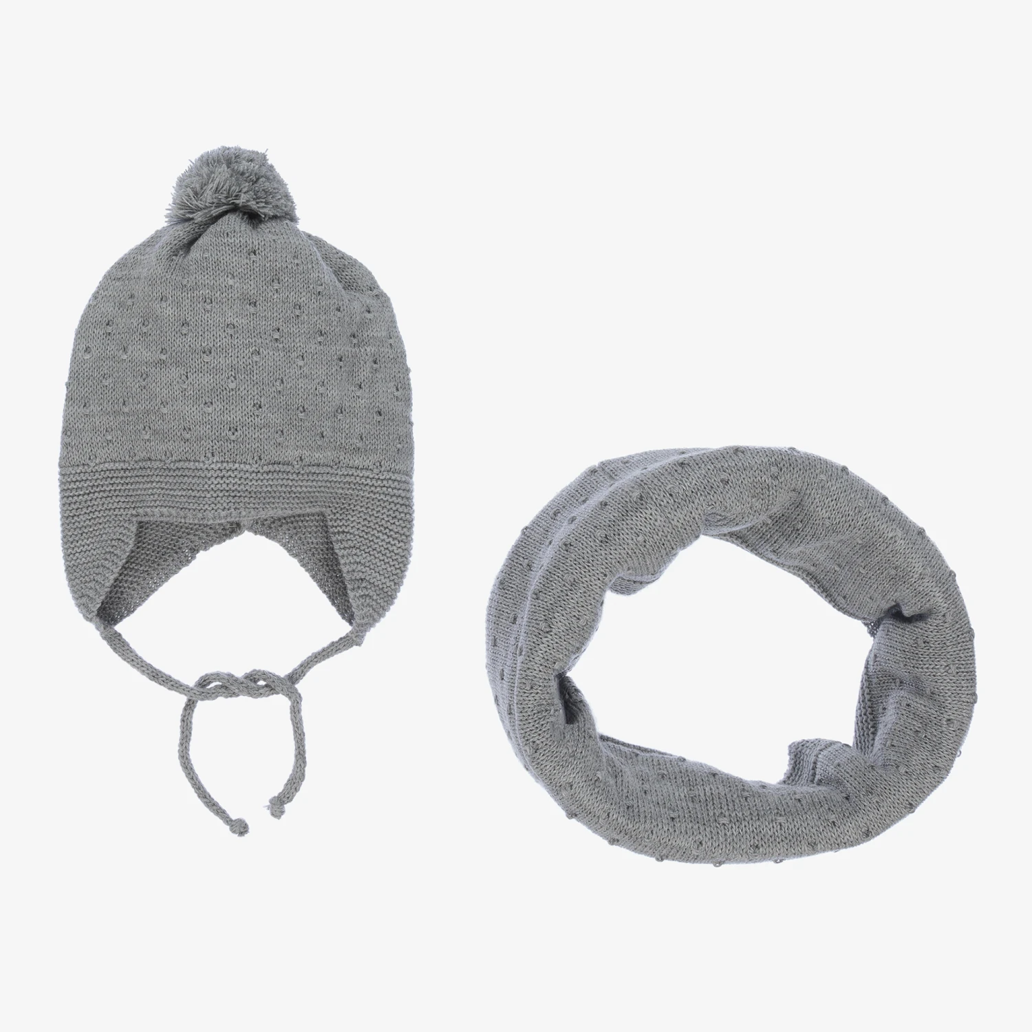 Gorros Navarro Grey Knitted Hat & Snood Set 1 Gorros Navarro Grey Knitted Hat & Snood Set