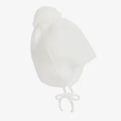 Gorros Navarro Ivory Knitted Pom-Pom Baby Hat