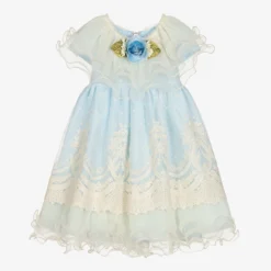 Graci Blue Tulle & Lace Baby Dress