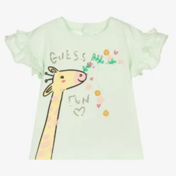 Guess Baby Girls Green Cotton T-Shirt