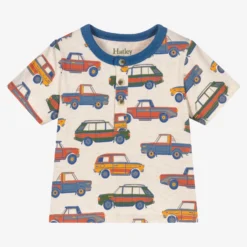 Hatley Boys Beige Cotton Cars T-Shirt