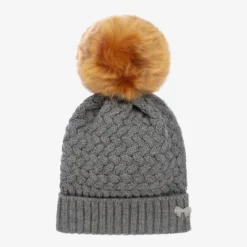 Hucklebones London Baby Girls Grey Wool Hat
