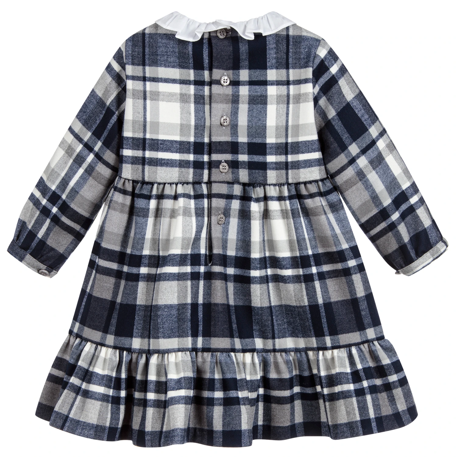 Il Gufo Girls Blue Tartan Dress 2 Il Gufo Girls Blue Tartan Dress - Image 2