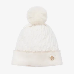 Jamiks Baby Girls White Pom-Pom Hat