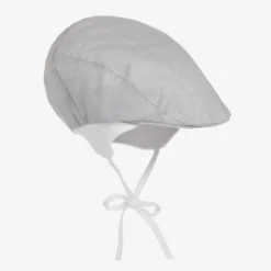 Jamiks Grey Organic Cotton Baby Flat Cap