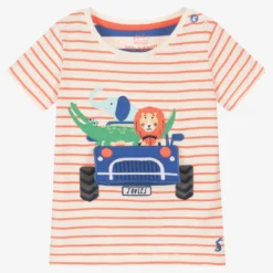 Joules Boys Orange & Ivory Animal Truck T-Shirt
