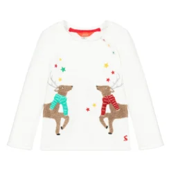Joules White Reindeer Sweater