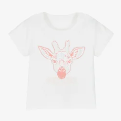KENZO KIDS Baby Girls White Cotton Giraffe T-Shirt