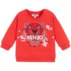 KENZO KIDS Red Cotton Tiger Sweatshirt