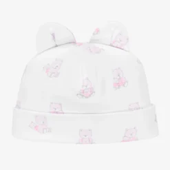 Kissy Kissy Baby Girls White Cotton Teddy Hat