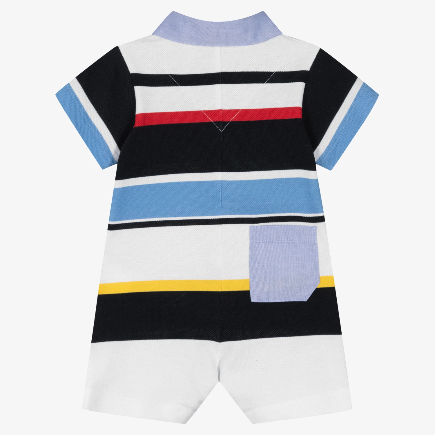 Lapin House Baby Boys Blue Stripe Cotton Shortie 2 Lapin House Baby Boys Blue Stripe Cotton Shortie - Image 2