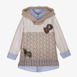 Lapin House Beige Knit Hooded Sweatshirt -BloomBabe Cloth Store lapin house beige knit hooded sweatshirt 400334 6c021c98d975fc9dbf61f7864a8522b54021515f