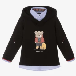Lapin House Boys Black Teddy Bear Hoodie