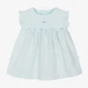 Laranjinha Baby Girls Blue Seersucker Dress
