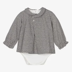 Laranjinha Baby Girls Navy Blue Floral Blouse