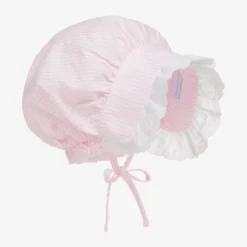 Laranjinha Baby Girls Pink Cotton Bonnet