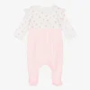 Laranjinha Girls White & Pink Floral Print Babygrow