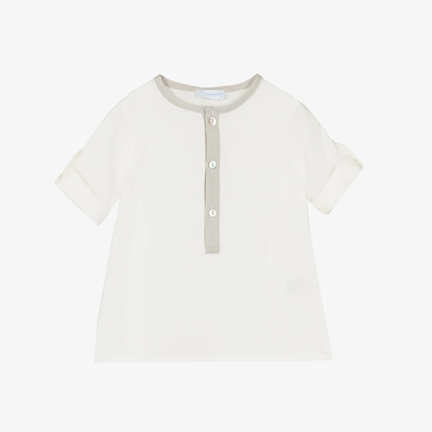 Laranjinha Ivory Cotton Baby Shirt 3 Laranjinha Ivory Cotton Baby Shirt - Image 3