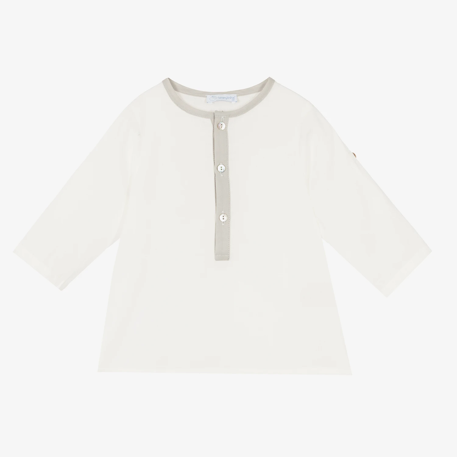 Laranjinha Ivory Cotton Baby Shirt 1 Laranjinha Ivory Cotton Baby Shirt