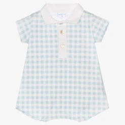 Laranjinha White & Blue Checked Baby Shortie