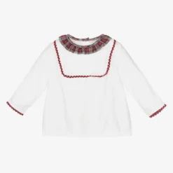 Laranjinha White & Red Cotton Baby Top