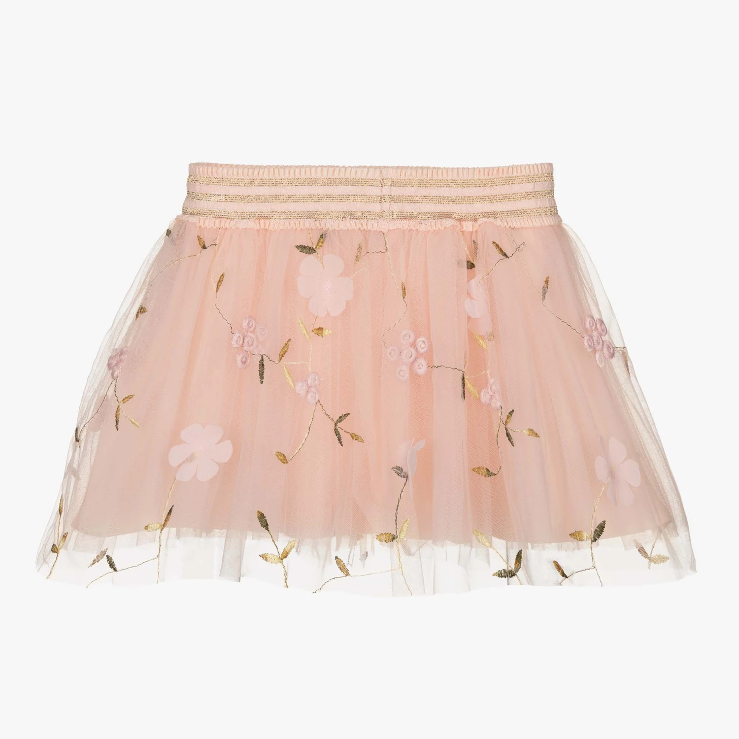 Le Chic Pink Floral Tulle Baby Skirt 2 Le Chic Pink Floral Tulle Baby Skirt - Image 2