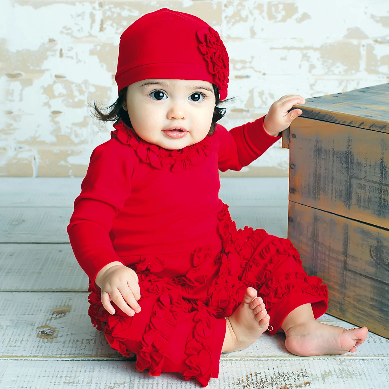 Lemon Loves Layette Baby Red Pima Cotton Romper 2 Lemon Loves Layette Baby Red Pima Cotton Romper - Image 2