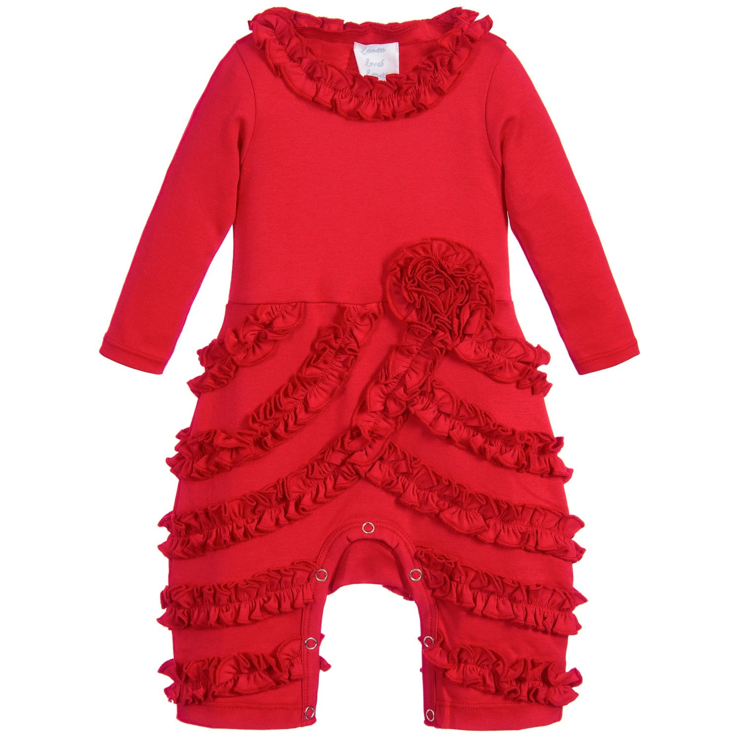 Lemon Loves Layette Baby Red Pima Cotton Romper 1 Lemon Loves Layette Baby Red Pima Cotton Romper
