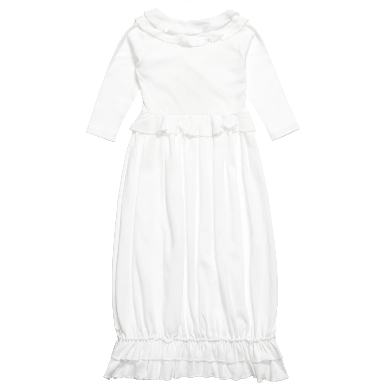 Lemon Loves Layette White Pima Cotton 'Jenna' Day Gown 3 Lemon Loves Layette White Pima Cotton 'Jenna' Day Gown - Image 3