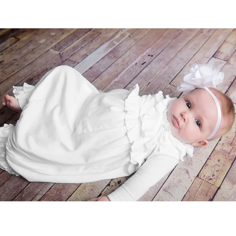 Lemon Loves Layette White Pima Cotton 'Jenna' Day Gown 2 Lemon Loves Layette White Pima Cotton 'Jenna' Day Gown - Image 2