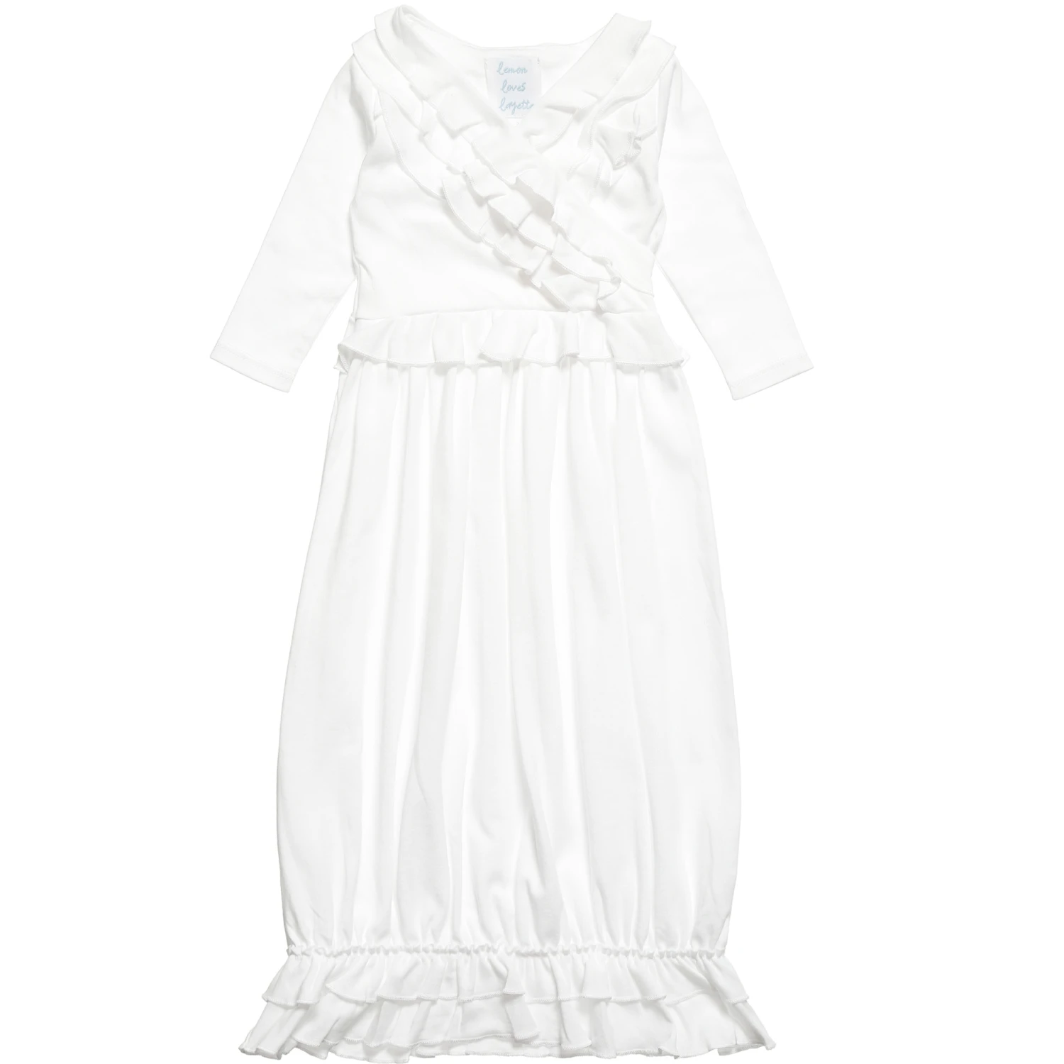 Lemon Loves Layette White Pima Cotton 'Jenna' Day Gown 1 Lemon Loves Layette White Pima Cotton 'Jenna' Day Gown