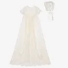 Little Darlings Occasion Ivory Silk Ceremony Gown & Bonnet