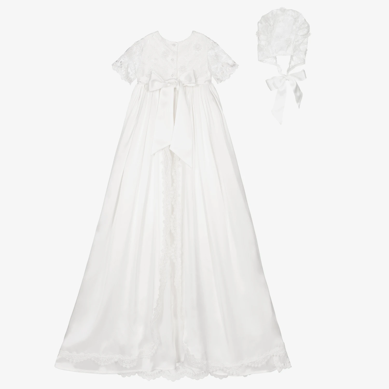 Little Darlings Occasion White Silk Ceremony Gown & Bonnet 2 Little Darlings Occasion White Silk Ceremony Gown & Bonnet - Image 2