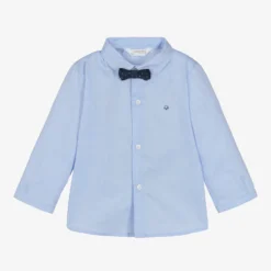 Mayoral Baby Boys Blue Cotton Bow-Tie Shirt