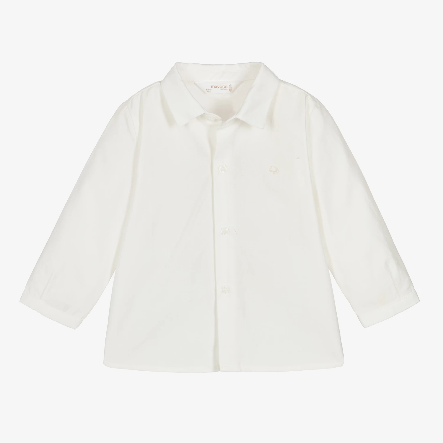 Mayoral Baby Boys Ivory Cotton Bow-Tie Shirt 3 Mayoral Baby Boys Ivory Cotton Bow-Tie Shirt - Image 3