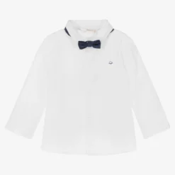 Mayoral Baby Boys White Cotton Bow-Tie Shirt