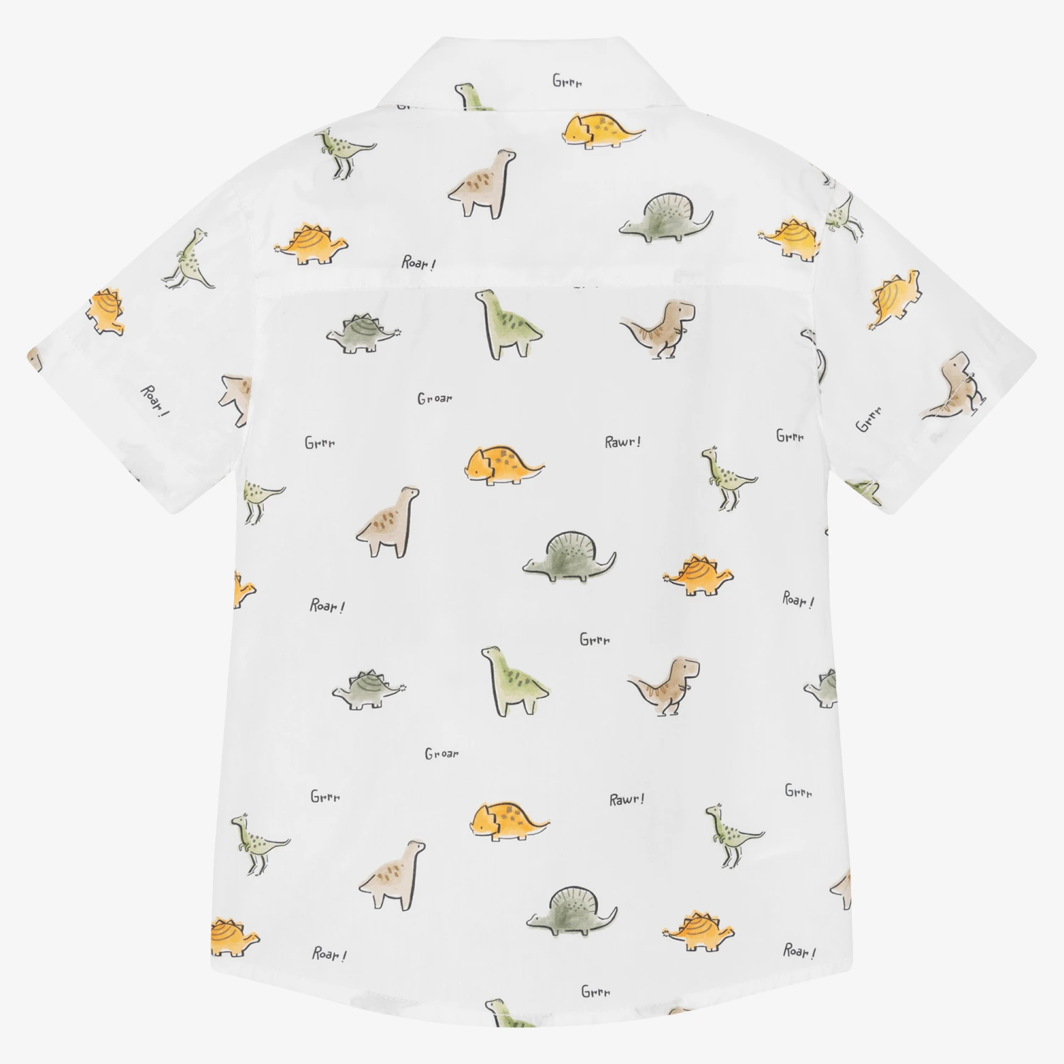 Mayoral Baby Boys White Dinosaur Cotton Shirt 2 Mayoral Baby Boys White Dinosaur Cotton Shirt - Image 2