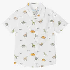 Mayoral Baby Boys White Dinosaur Cotton Shirt