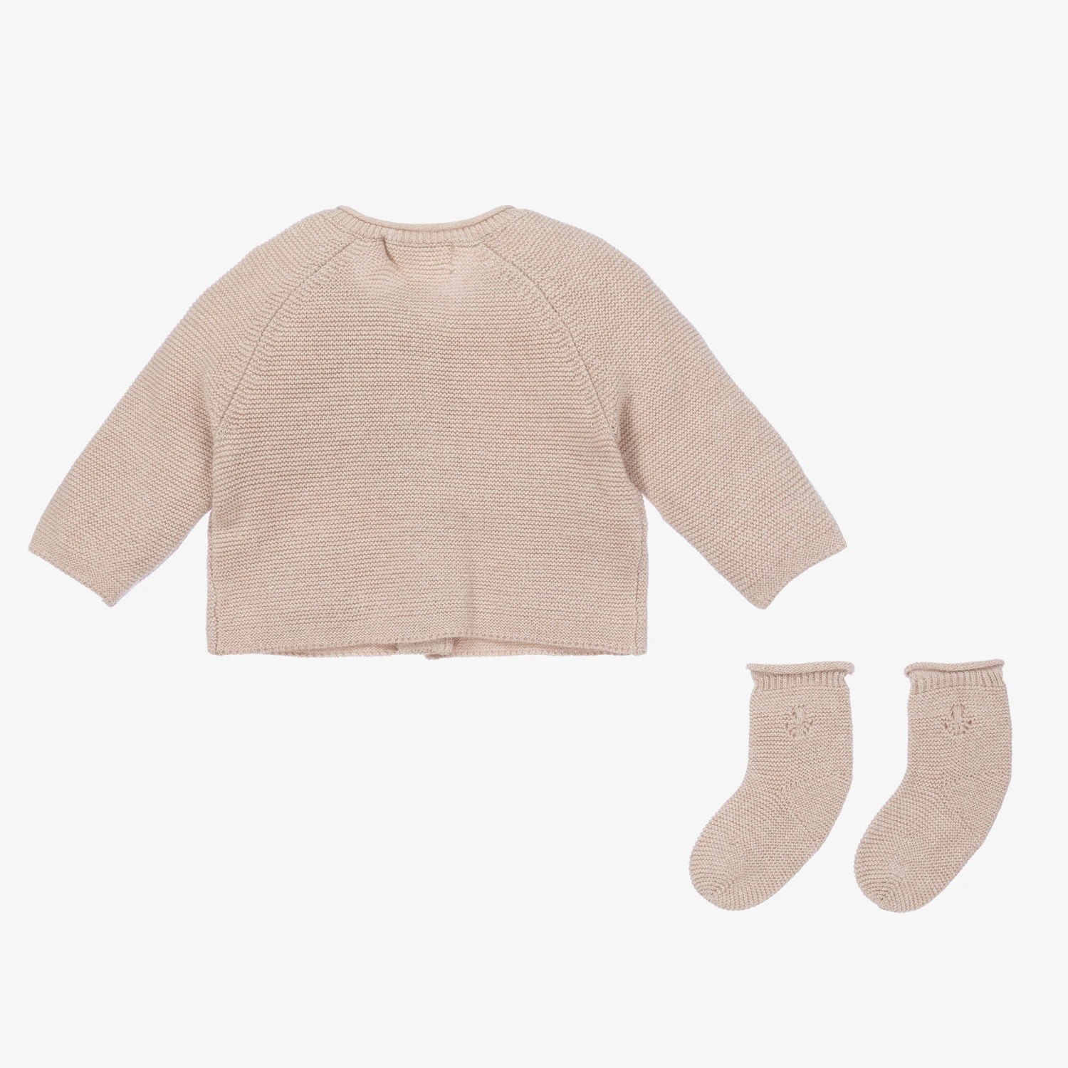 Mayoral Baby Girls Beige Knitted Cardigan Set 2 Mayoral Baby Girls Beige Knitted Cardigan Set - Image 2