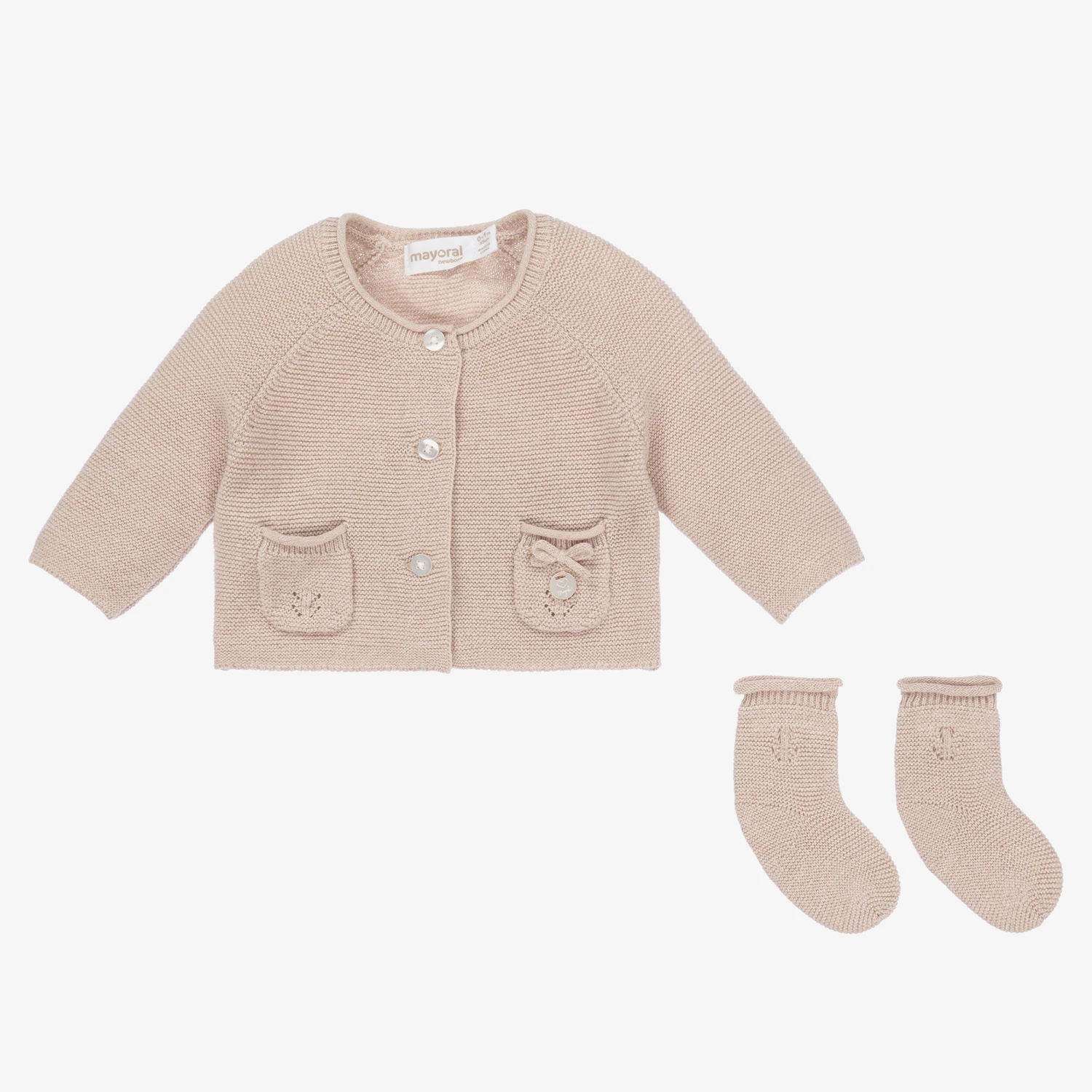 Mayoral Baby Girls Beige Knitted Cardigan Set 1 Mayoral Baby Girls Beige Knitted Cardigan Set