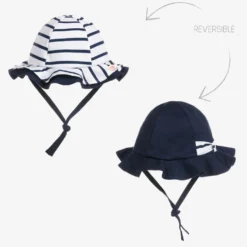 Mayoral Newborn Baby Girls Blue Stripe Sun Hat