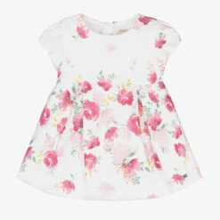 Mayoral Baby Girls Ivory & Pink Floral Satin Dress