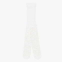 Mayoral Baby Girls White & Gold Glitter Dot Tights