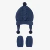 Mayoral Newborn Blue Knit Hat & Mittens Set