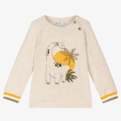 Mayoral Boys Beige Dinosaur Cotton Sweater