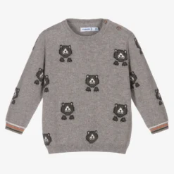 Mayoral Boys Grey Bear Knit Sweater