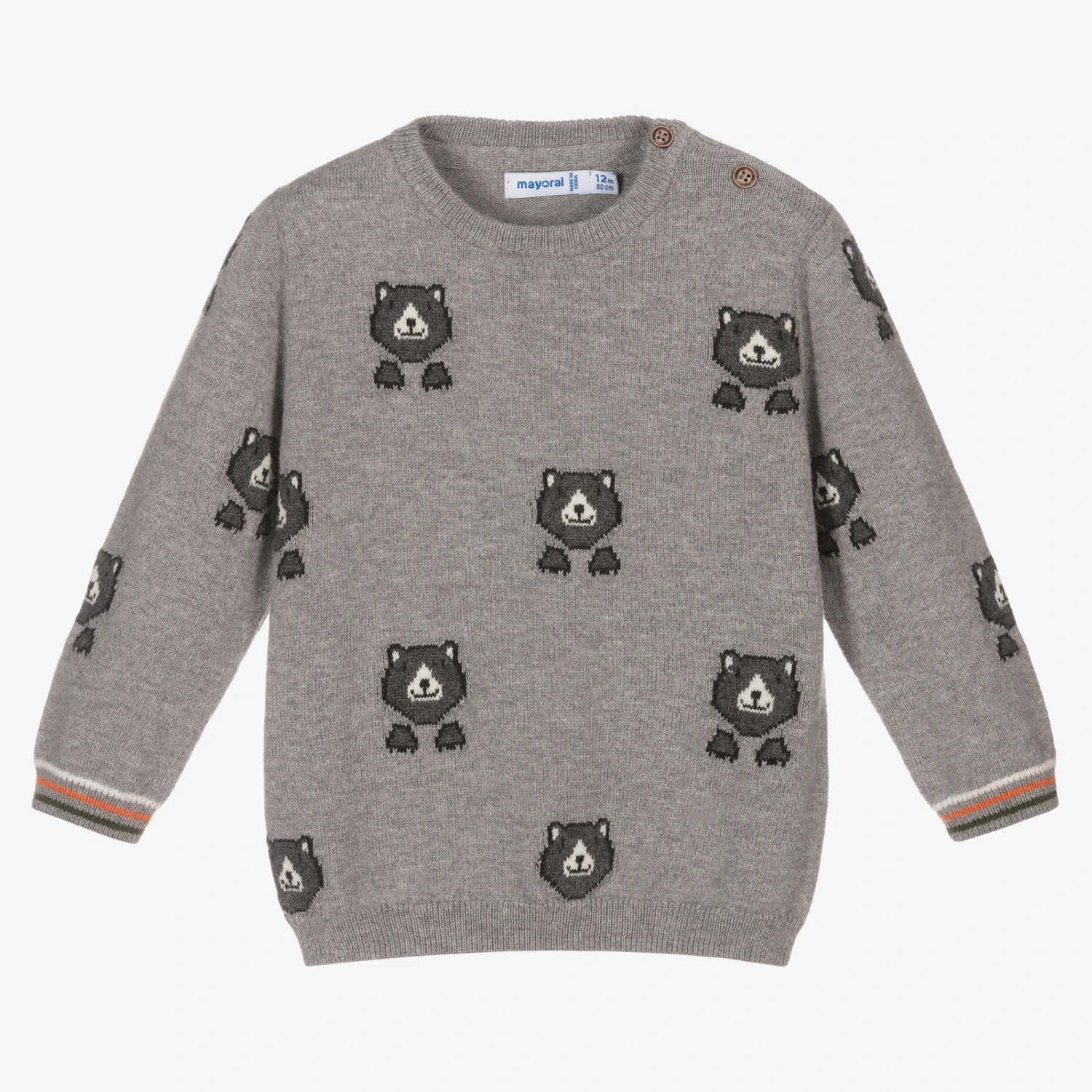 Mayoral Boys Grey Bear Knit Sweater 1 Mayoral Boys Grey Bear Knit Sweater